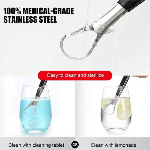 Silvery Tongue Cleaner Brushes Tongue Scraper, Tounge Scrappers Stainless Steel, Portable Tongue Scraper Reduce Bad Breath and Freshing Breath for...