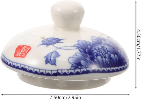 Alipis Chinese Tea Mug Lid Replacement Ceramic Blue and White Teapot Lid Tea Kettle Teapot Top Cover for Hotel Restaurant Kitchen Teaware...