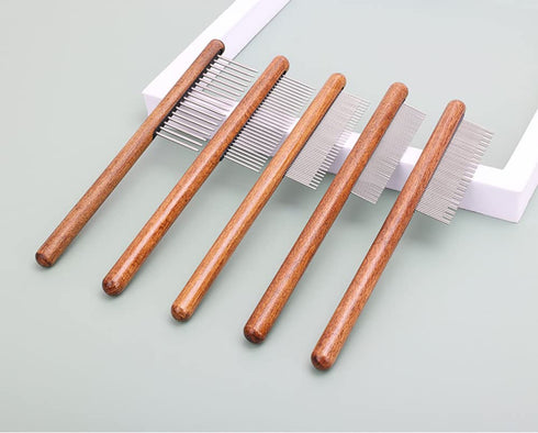 Dematting Comb for Dogs,Cat Flea Comb,CISHNOU Solid Wood Pet Comb Grooming Tool Dematting Comb for Cats,Dogs and rabbits (Dual teeth) (Single toot...