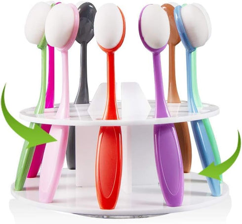 Yoseng 10 Hole Craft Brush holder,Acrylic Spinning Storage Caddy Drying Rack Storage for Oval Ink Blending Brushes (White)...