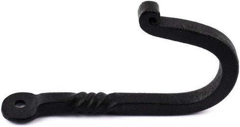 Renovators Supply Bathroom Hooks 3.5 in. Black Wrought Iron Wall Mount Hooks for Hanging Robe, Towel, Hat, Or Jewellery with Mounting Hardware Pac...