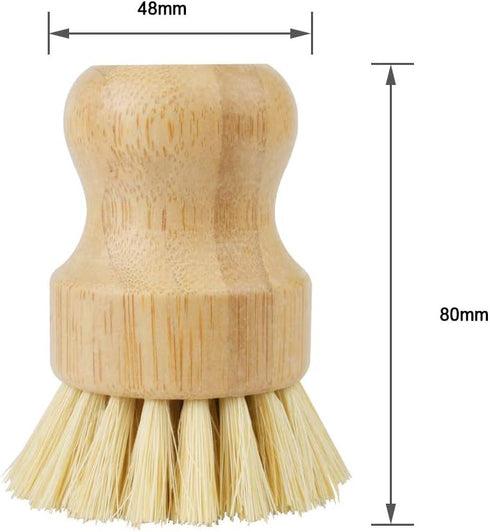 2 Pack Bamboo Dish Scrub Brush, Picowe Natural Scrub Cleaning Brush Vegetable Brush for Dishes Cast Iron Pots Pans, Used in Bathroom Kitchen Sink ...