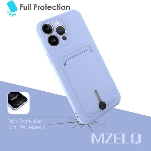 MZELQ TPU Wallet iPhone 12 Pro Max Case, Card Holder Camera Protection Cover + Screen Protector, Push-able Card Slot Case Compatible with iPhone 1...