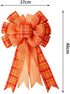 Iceyyyy Extra Large Fall Wreath Gift Bow -18.8x10.6inch Orange Buffalo Plaid Check Wreath Bow Swag Bow Thanksgiving Wreath Pre-Tied Bow For Fall, ...