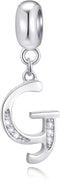 26 Letter Pendant Charms, Polished 925 Sterling Silver Complete Initial A-Z Dangling CZ Stone Alphabet Beads, fits European Bracelet Necklace, Gif...