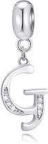 26 Letter Pendant Charms, Polished 925 Sterling Silver Complete Initial A-Z Dangling CZ Stone Alphabet Beads, fits European Bracelet Necklace, Gif...
