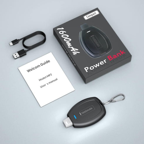 USB C Keychain Portable Charger Power Bank Compatible with iPhone 15/15 Plus/15 Pro/15 Pro Max, 1600mAh Mini Type-C Power Emergency Pod Ultra-Comp...