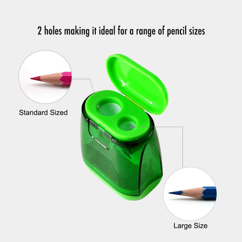 Manual 4PCS Colorful Compact Dual Holes Pencil Sharpeners with Lid for Kids & Adults, Portable for School Office...