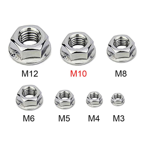 M10x1.5mm DIN6923 Serrated Flange Nuts 12 Pack 304 Stainless Steel Hex Lock Nuts Full Thread for Industrial Construction Fasteners...