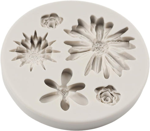 Chrysanthemum Flower Silicone Mold Daisy Flower Fondant Molds for Flower Cake Decoration Cupcake Topper Chocolate Candy Polymer Clay Gum Paste...