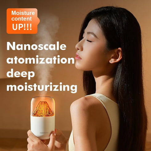 Portable Mini Volcano Humidifier, 300ml Small Cool Mist Humidifier, USB Personal Desktop Humidifier for Baby Bedroom Travel Office Home, Auto Shut...