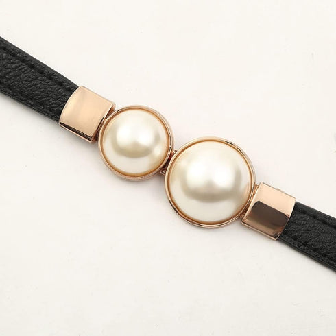 Skinny Belts for Women ,Pearl Belts Fashion Dress Belts Stretch Women Waist Belts Plus Size Elastic Waist Band for Dresses, Black, 65x1.5cm...