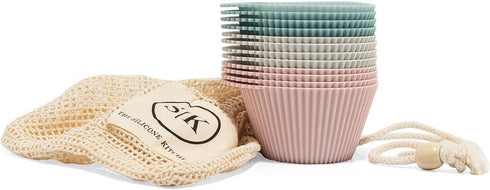 The Silicone Kitchen Reusable Silicone Baking Cups Silicone Muffin Liners for Cupcakes, BPA Free, Jumbo, 12 Pack, Pink Gray Blue...