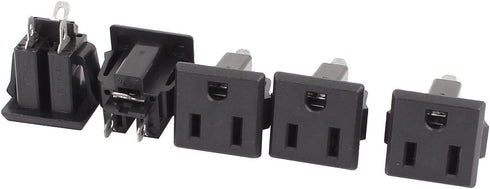 uxcell 5 Pcs AC 125V US Outlet Panel Mount Power Rewiring Socket Black...
