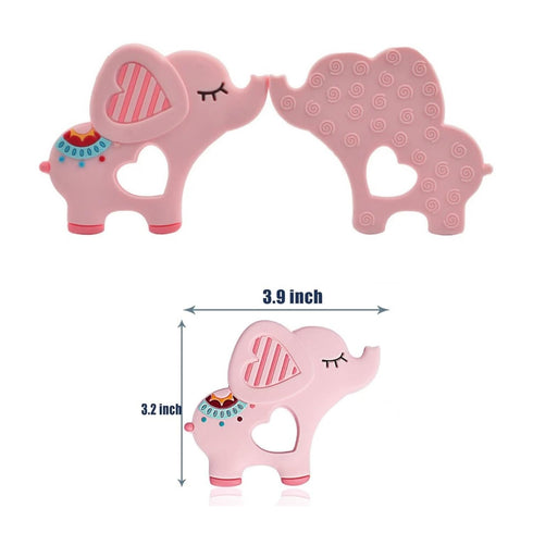 Soft Pink Elephant Teether Toy for Babies 0-6/6-12 Months Silicone Chew Teething Toy,2pcs Baby Pacifier for Gift...