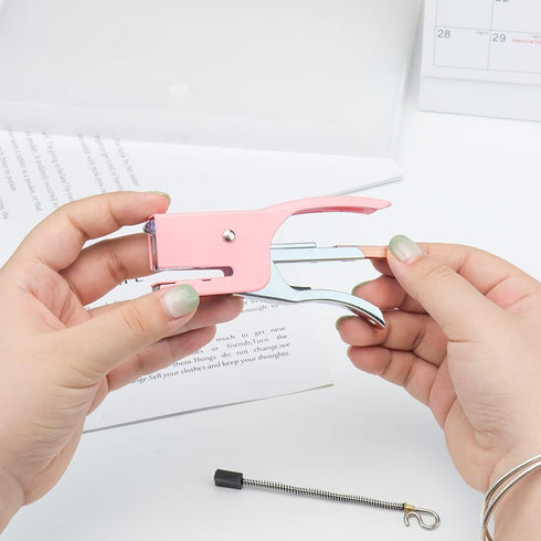 Hand Held Plier Stapler Mini Manual Pink Stapler Metal Handheld Plier Stapler Desktop Cute Staplers No.10 Staples 25 Sheet Capacity for Desk Home ...