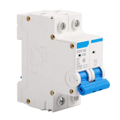 DZ47-63 RCCB Circuit Breaker Double Pole Residual Current Circuit Breaker 32A 220/380V, for Home Decoration, Engineering Construction, Network Tra...