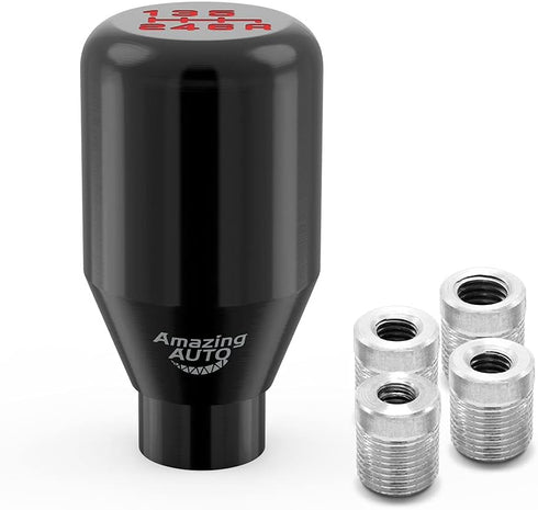 (Black) 6 Speed Weighted Manual Universal Automatic Gear Shifter Shift Knobs Lever with 4 Adapters Fit Compatible with Manual Cars Most Automatic ...