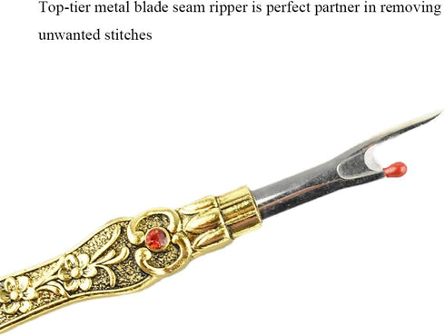 HAHIYO Metal Seam Ripper with Classical Engraved Pattern - Ergonomic Non-Slip Handle Sewing Stitch Cutter Thread Unpicker for Quilting Sewing Craf...