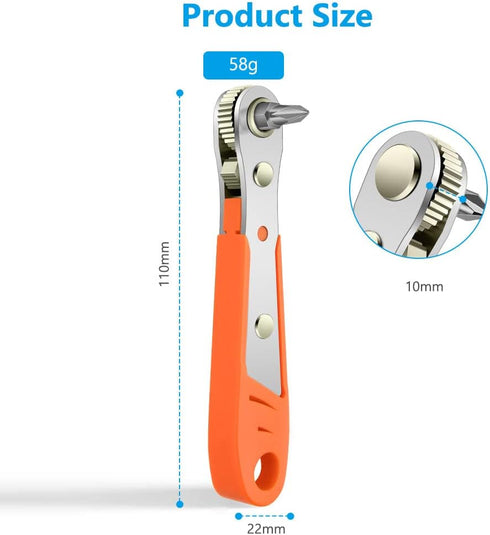Mini Ratchet Wrench,Right Angle Phillips Magnetic Screwdriver for Tight Spaces with 1/4" Drive High Torque Offset Reversible Mini Ratchet Offset S...
