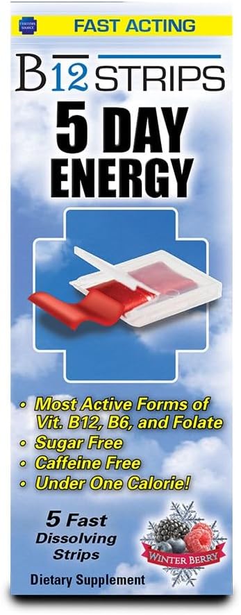 Vitamin B12 Strips - Energy Supplement with 2000mcg of Methylcobalamin, B6, Folate & Biotin - Support Nerve & Brain Health, Stress Relief, Sleep -...