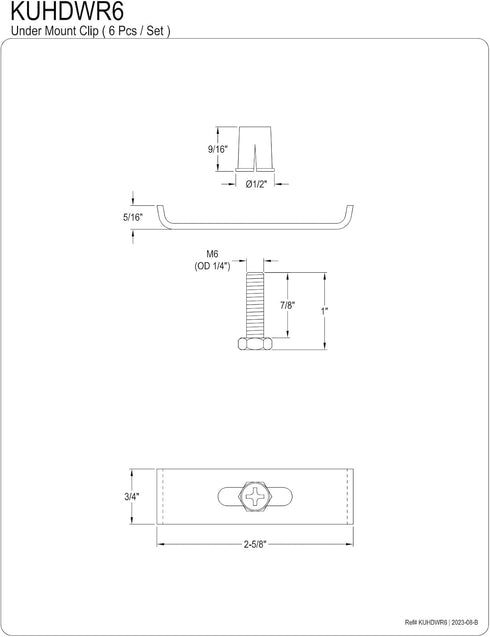 Elements of Design KUHDWR6 Parts for Undermount Sink...