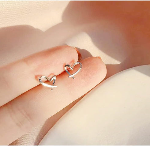Heart Silver Stud Earrings, Hypoallergenic Tiny Small Love Hearted Stud Earrings for Women Jewelry Gift...