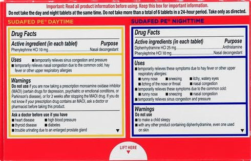 Sudafed PE Day and Night Sinus Pressure & Congestion Tablets, 20 Count...