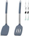 Pack of 2 Silicone Spatula Set - Non Stick Silicone Slotted Turner and Solid Turner - 600°F Heat Resistant Cooking Utensils (Grey Blue)...
