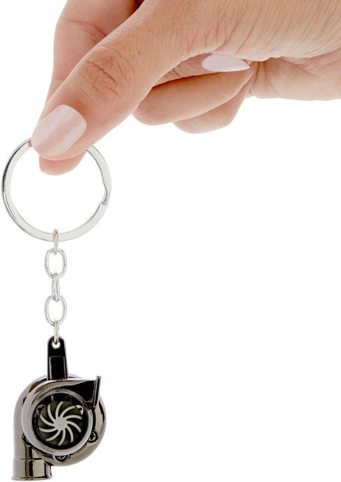 Zodaca 6 Pack Auto Car Parts Keychain Set with Turbo, Manual Gearbox, Tire Rim, Spring Shock Absorber, Brake Rotor (Metal)...