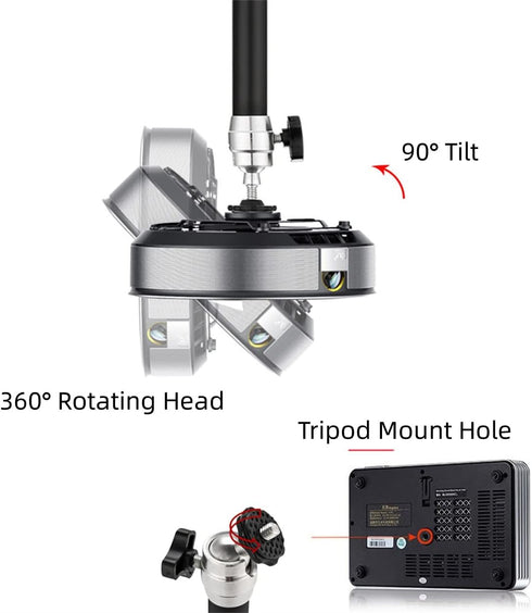 Mini Ceiling Wall Projector Mount Stand 360° Rotation Tripod Mount Compatible with Most Mini Projectors Digital Camera Camcorder (215mm, Black)...