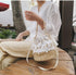 Bamboo Handbag, Beach Purse Bag Half Moon Bag, Straw Lace Woven Travel Sling Bag Shoulder Crossbody Bag for Women...