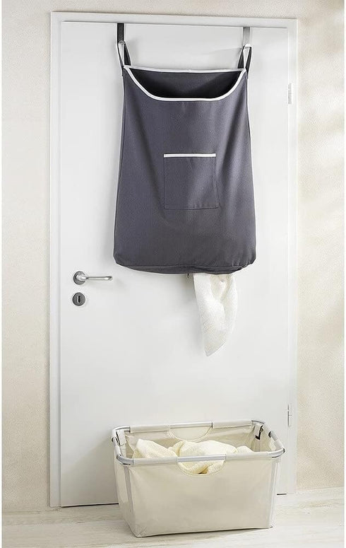 WENKO Laundry Hamper Bag Hanging, Over The Door Basket with Hooks, for Bathroom, Closet, Space Saving Storage, Wall mounted 3.94 x 20.47 x 31.89 i...