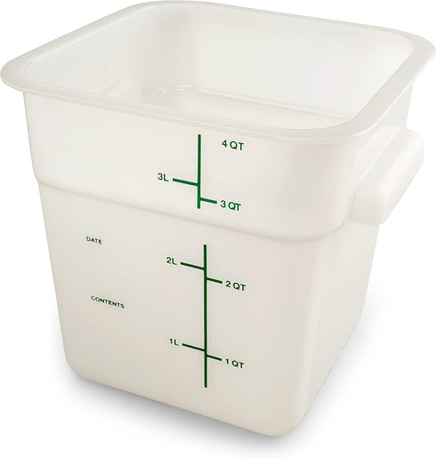 Carlisle FoodService Products Squares Square Food Storage Container with Stackable Design for Catering, Buffets, Restaurants, Plastic, 4 Quarts, W...