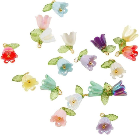 10Pcs White Bell Orchid Pendant,Flower Beads,Bell Flower Spacer Beads,for DIY Jewelry Making, Beading Projects Beading Supplies...