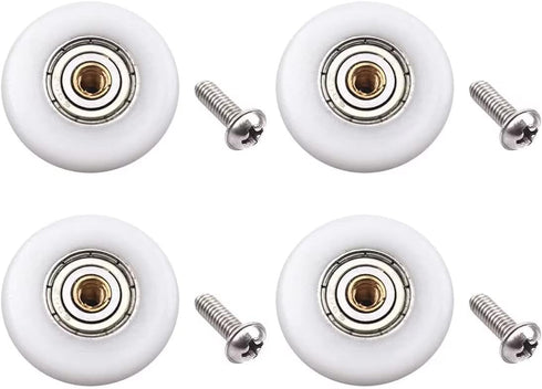Set of 4pcs 19mm Stainless Steel Shower Door Wheels Rollers Runners, White, 19mm x 4mm...