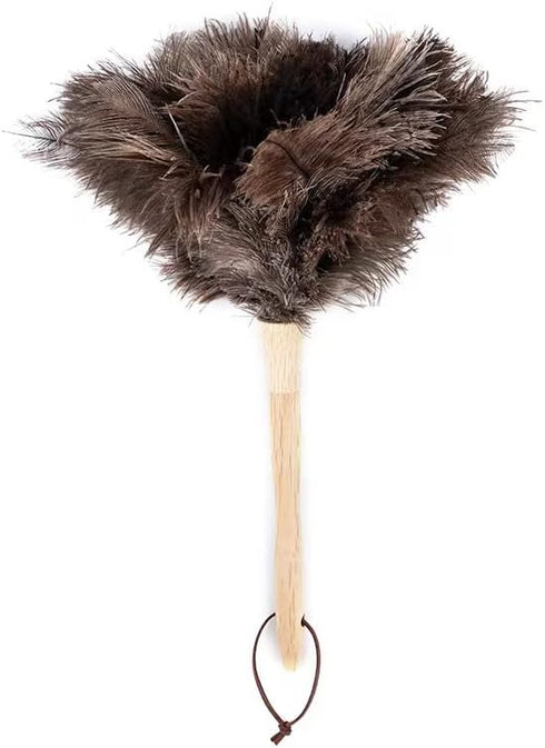 Dust Artifact Ostrich Feather Duster, Feather Duster Fluffy Natural Ostrich Feather with Wooden Handle and Eco-Friendly Reusable Ostrich Feather D...