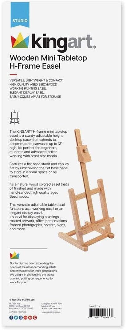 KINGART 16" Mini Tabletop Wooden H-Frame Studio Easel - Artists Adjustable Beechwood Painting and Display Easel, Holds Up to 12" Canvas - Portable...