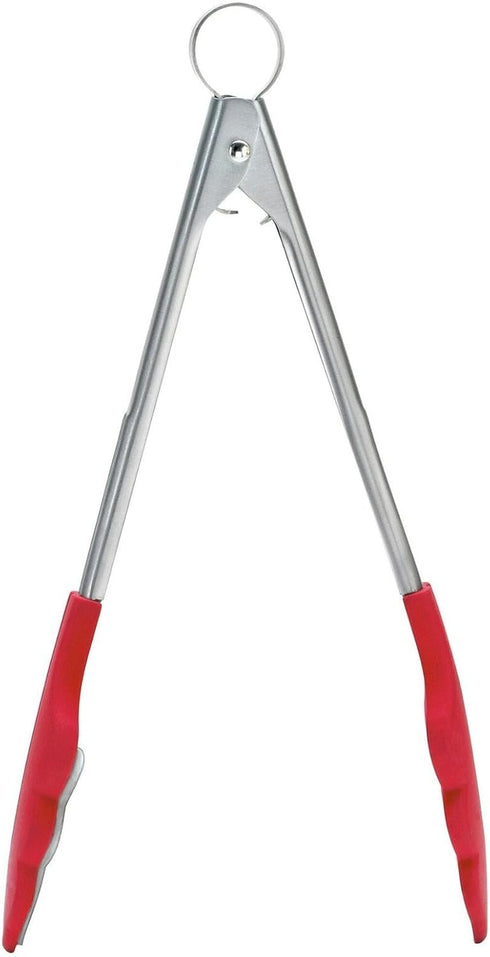 Browne & Co Cuisipro 12-Inch Silicone Tongs with Teeth, Red...