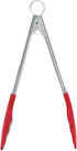 Browne & Co Cuisipro 12-Inch Silicone Tongs with Teeth, Red...