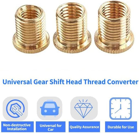 3PCS Brass Shift Knob Adapters Universal M8 X 1.25/M10 X 1.25/M10 X 1.5 Thread Gear Shifter Knob Screw...
