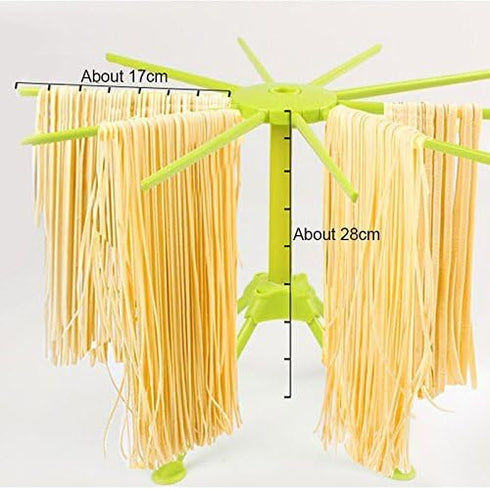 Kitchen Pasta Drying Rack Folding, iPstyle Spaghetti Drying Rack Noodle Stand with 10 Bar Handles Green...