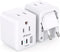 European Travel Plug Adapter, Foldable International Power Plug Adapter with 2 AC Outlets 3 USB Charging Ports(2 USB C), Type C Plug Adapter Trave...