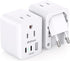 European Travel Plug Adapter, 2 Pack Foldable International Power Plug Adapter with 2 AC Outlets 3 USB Charging Ports(2 USB C), Type C Plug Adapte...
