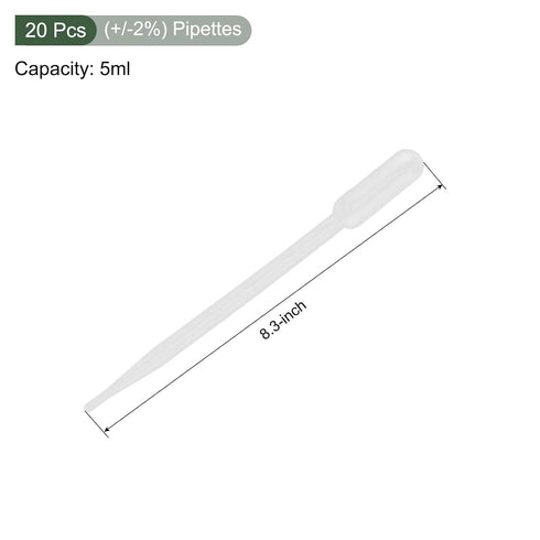 YOKIVE 20 Pcs 5ml Disposable Pipettes, Liquid Droppers with Graduated | Transfer Liquid, Great for Laboratories and Research Institutes (210mm Lon...