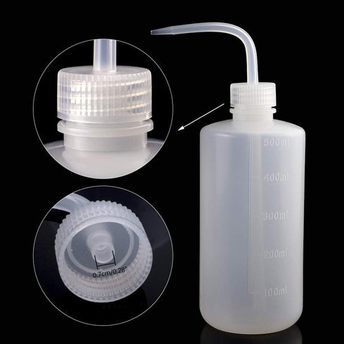 DEPEPE 6pcs 500ml Plastic Safety Wash Bottles Lab Squeeze Bottle LDPE Squirt Bottle Tattoo Bottle with Narrow Mouth and Scale Labels (17oz x 6 Bot...