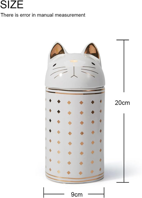 HAUCOZE Cat Cookie Jar Decorative Candy Jar with Lid Modern Arts Gifts Ceramic 8.1inch...
