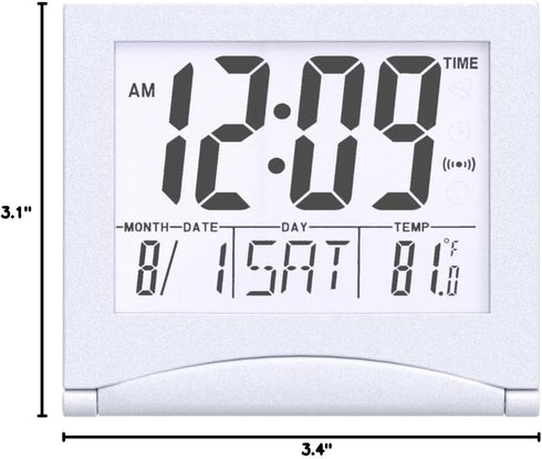 Small Digital Travel Alarm Clock Battery Operated, Portable Large Number Display Loud Alarm Clock with Temperature, Night Backlight, 12/24 H Desk ...