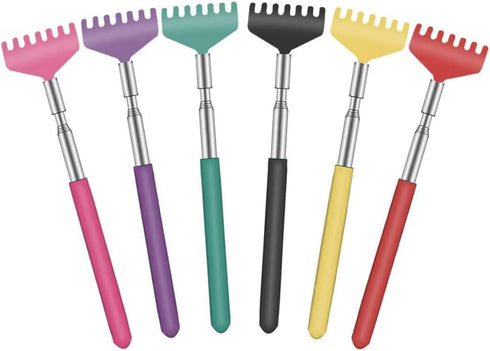 6 Pack Extendable Back Scratcher - Portable Telescoping Metal Back Scratchers/Hand Massager with Soft Rubber Handles for Thanksgiving, Birthday, C...