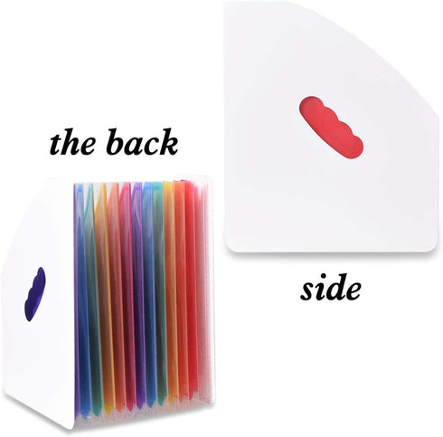 SAYEEC Rainbow Expanding File Holder Folder Standing A4 Vertical Mini File Organizer Magazine Basket Desktop 13 Pockets File holder with handle fo...